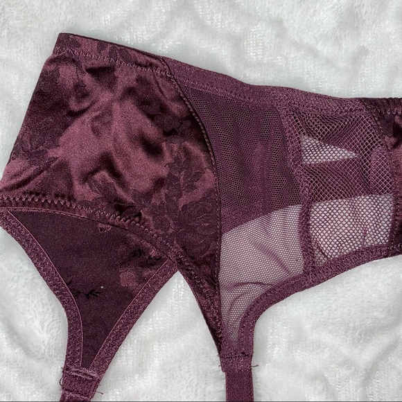 NEW! Victoria’s Secret Satin & Sheer Sexy Garter Belt - XS/S - Eggplant - Picture 2 of 6
